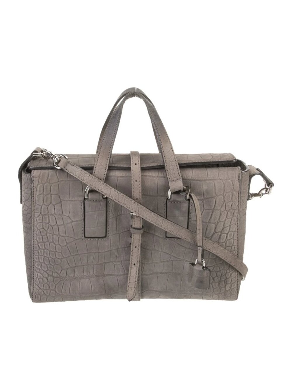 Mulberry Roxette Gray Croc-Embossed Nubuck Top Handle Bag